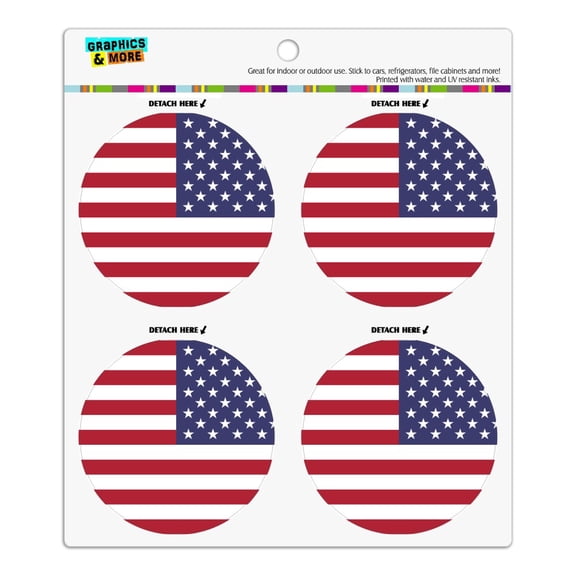 Reversed USA American Flag Red White Blue Military Refrigerator Fridge Locker Vinyl Circle Magnet Set