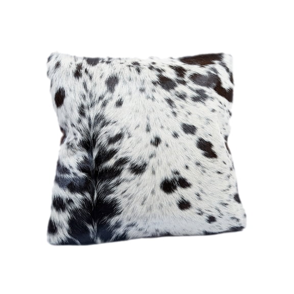 Reversible 15x15 Throw Pillow Covers – Genuine Cowhide Leather Front and Plush Brown Velvet Back, Featuring Zip Closure for Elegant and Functional Décor