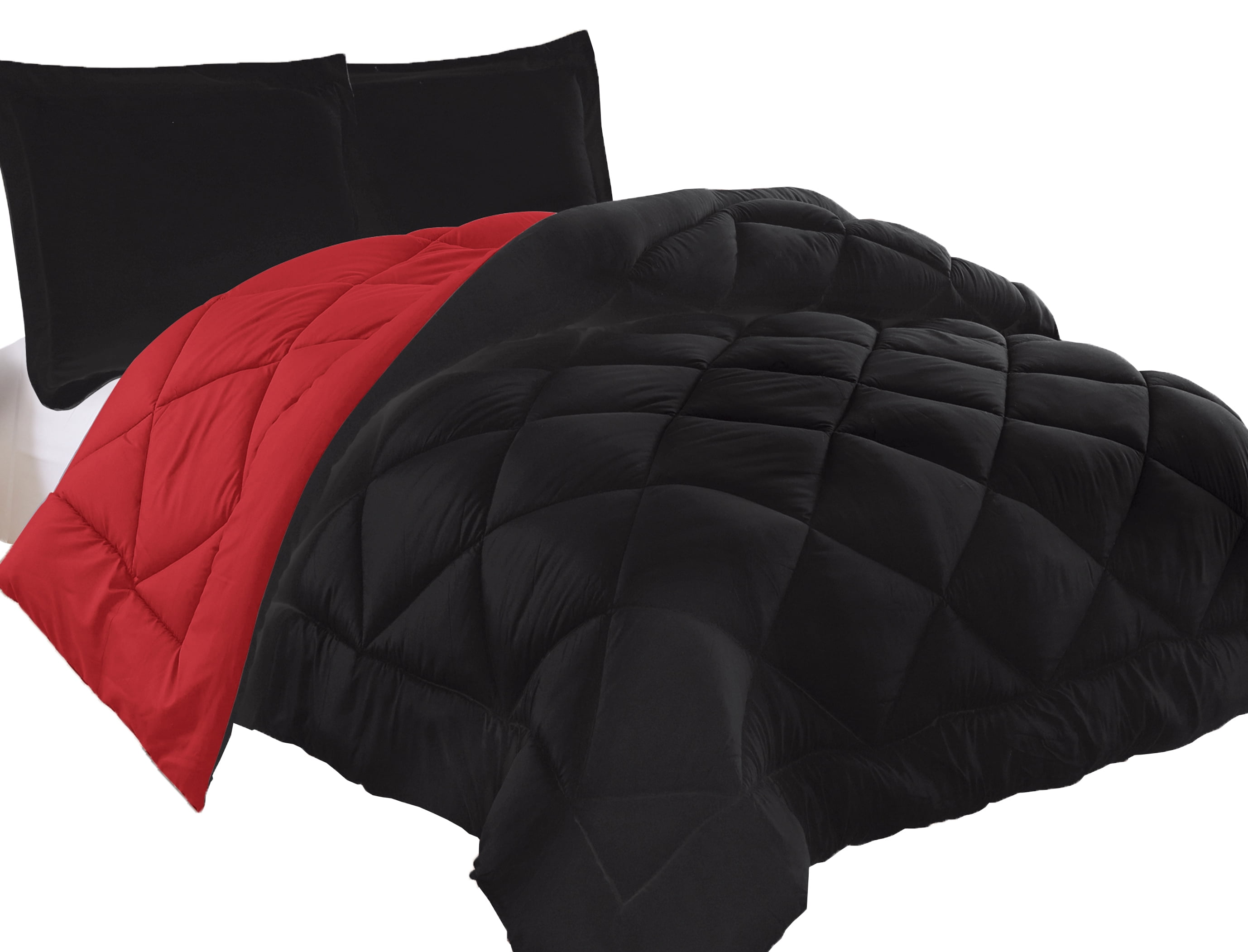 Reversible 3pc Comforter Set- Available In A Few Sizes And Colors , Full/Queen, Black/Burgundy