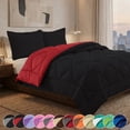 thumbnail image 1 of Reversible 3pc Comforter Set Full/Queen Black/Burgundy, 1 of 4
