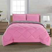 Reversible 3pc Comforter Set King/Cal King Pink/Gray