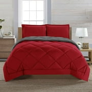 Reversible 3pc Comforter Set King/Cal King Red/Gray