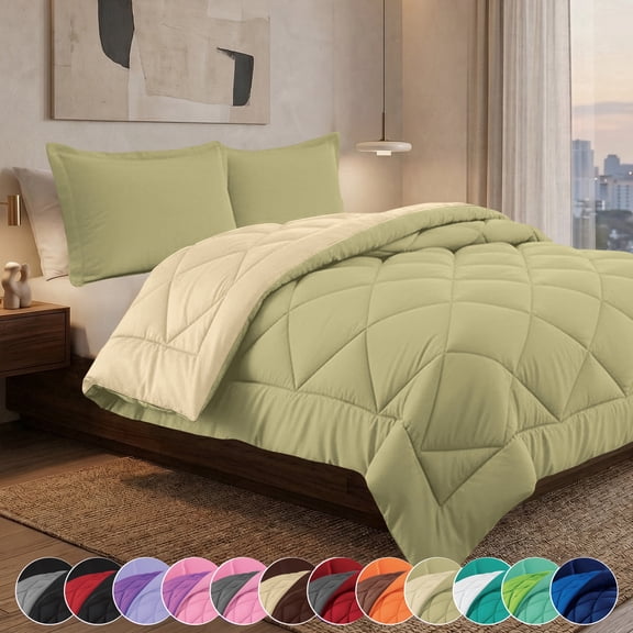 Reversible 3pc Comforter Set King/Cal King Sage/Cream