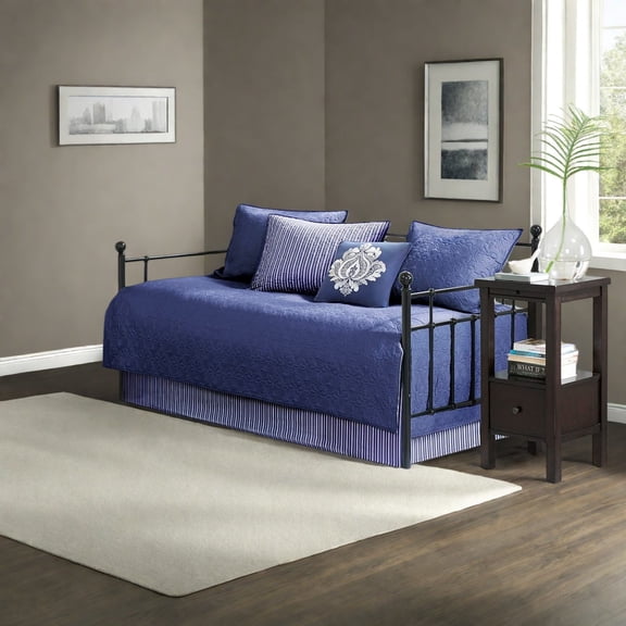 Reversible 6Piece Bedding Set Cotton Comfort Navy Style for Twin Daybeds
