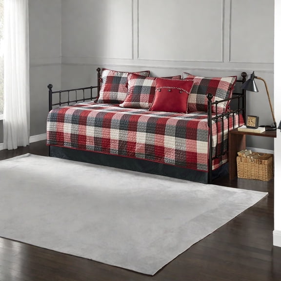 Reversible 6Piece Bedding Set Soft Microfiber Rustic Cabin Plaid Design for Twin Daybed