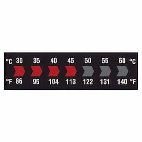 Reversible 7-Point Horizontal Temperature Label Black/Red, 30-60C/86-140F; 10/Pk