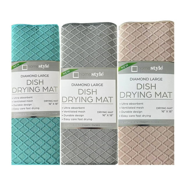 "15"" x 20"" Reversible Absorbent Microfiber Washable Dish Drying Mat