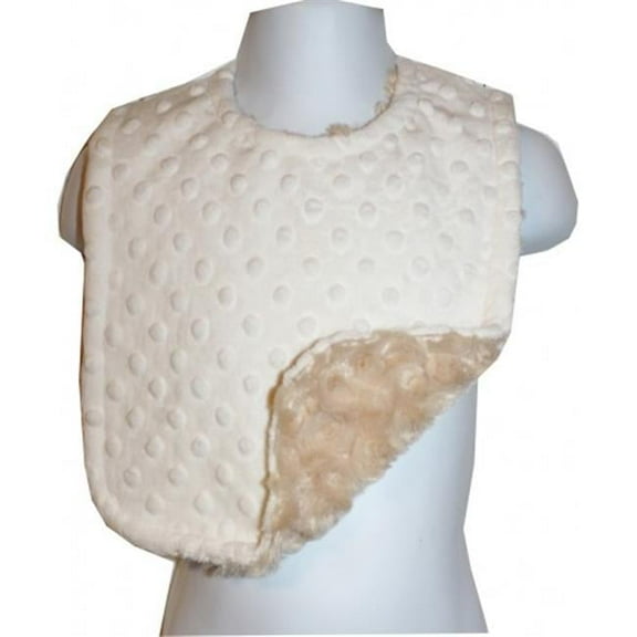 Reversible & Adjustable Minky Bib - Cream Dot with Camel Rosebud Swirl