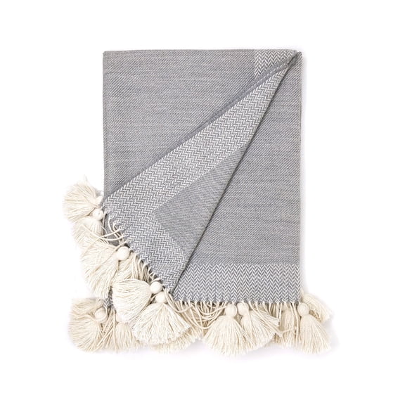 Reversible Alpaca Tassel Frame Throw