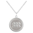 thumbnail image 1 of Reversible Aquarius Zodiac Sign Charm Coin Pendant Necklace in Solid Gold (18 Inches), 1 of 4
