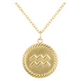 thumbnail image 1 of Reversible Aquarius Zodiac Sign Charm Coin Pendant Necklace in Solid Gold (20 Inches), 1 of 4