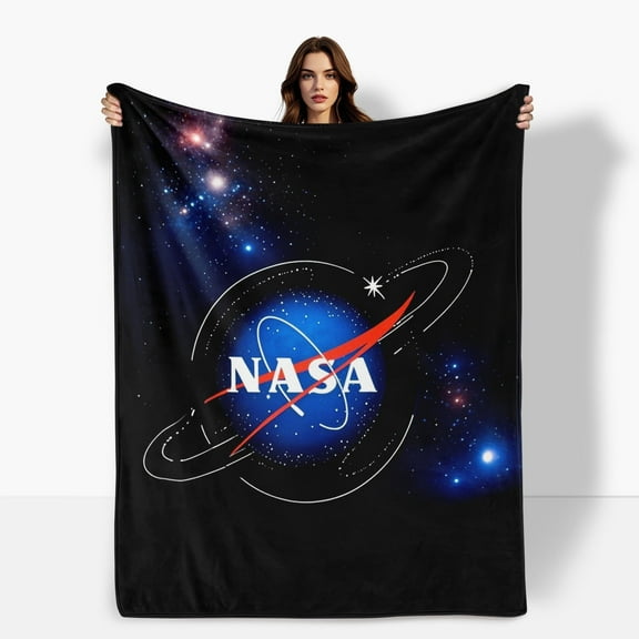 Reversible Astronaut Blanket, Plush Microfiber Throw with Cartoon Space Pattern, Warm Cozy Gift for Children & Family, Universe Themed Essential, Easy Care Fabric