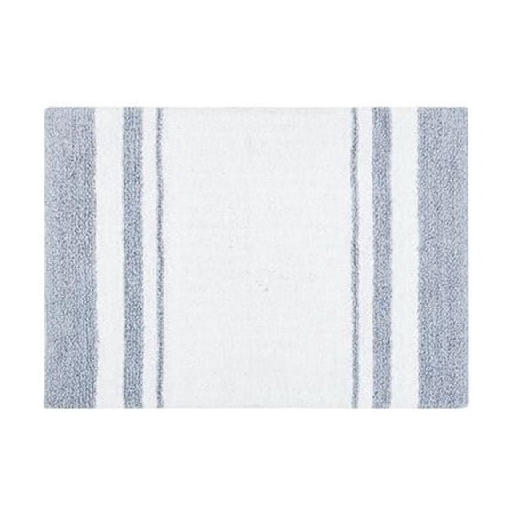 Reversible Bath Rug - Cotton Striped Bath Mat - 20x30 Inch - Highly Absorbent Plush Bathroom Rug - Machine Washable - OEKO-TEX Certified