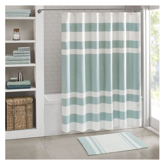 Reversible Bath Rug - Cotton Striped Bath Mat - Highly Absorbent Plush Rug - 27x45 Inch - Machine Washable - Bathroom Dcor