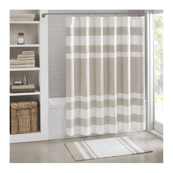Reversible Bath Rug - Cotton Striped Bath Mat - Highly Absorbent Plush Rug - Machine Washable - 27x45 Inch - Bathroom Dcor