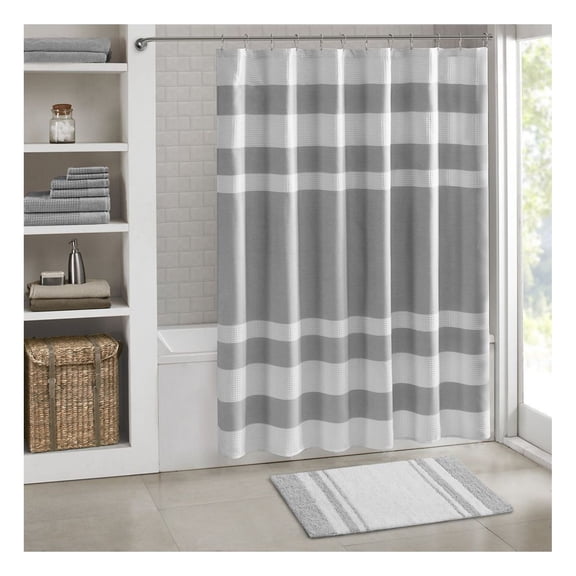 Reversible Bath Rug - Cotton Striped Bathroom Rugs - Highly Absorbent Plush Rug - Machine Washable - 27x45 Inch - Spa Bathroom Decor