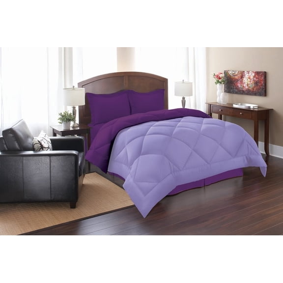 Reversible Bedding Comforter Twin, Lilac/Purple