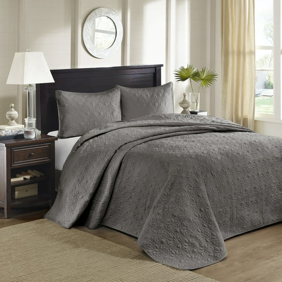 Reversible Bedspread Set Dark Grey King