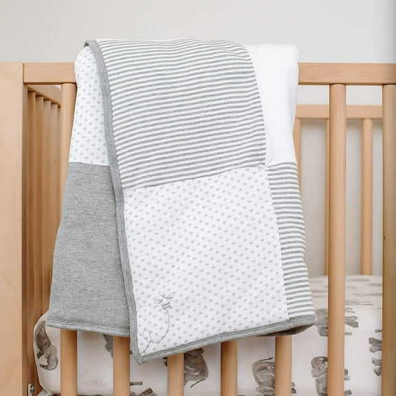 Reversible Blanket, Nursery, Stroller & Tummy-Time Organic Jersey Cotton Quilted Infant & Toddler Bedding