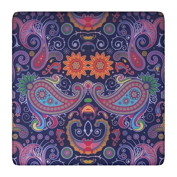 Reversible Bohemian Print Table Cover 36x36 Inch Square Tablecloth with Elastic Edge for Double-Sided Decor Options