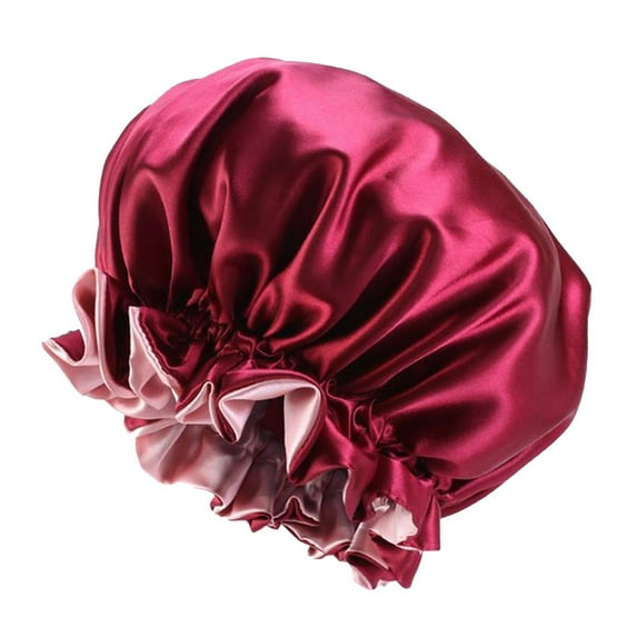 Reversible Bonnet Night Sleep Cover Night Sleep Hat Soft Red
