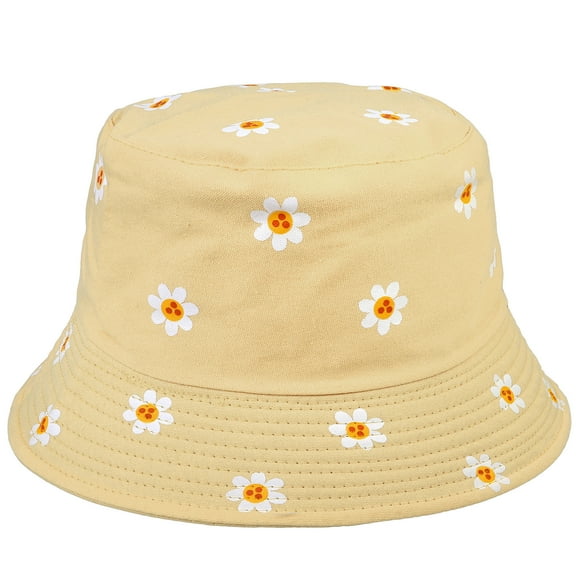 Reversible Bucket Hat For Men Women Summer Travel Beach Outdoor Fishing Hat 100% Cotton - J876-Eggnog