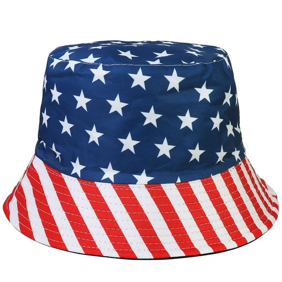 American Flag Reversible Bucket Hat For Men Women Summer Travel Beach Outdoor Fishing Hat 100% Cotton - J889-USA Flag