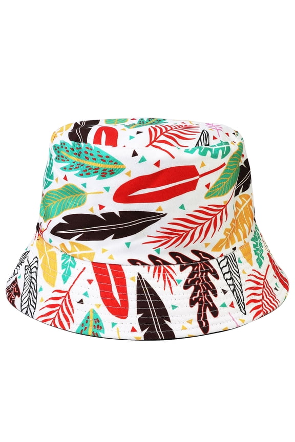 Reversible Bucket Hat For Men Women Summer Travel Beach Outdoor Fishing Hat 100% Cotton - J895-White