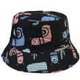 thumbnail image 1 of Reversible Bucket Hat For Men Women Summer Travel Beach Outdoor Fishing Hat 100% Cotton - J896-Black, 1 of 4