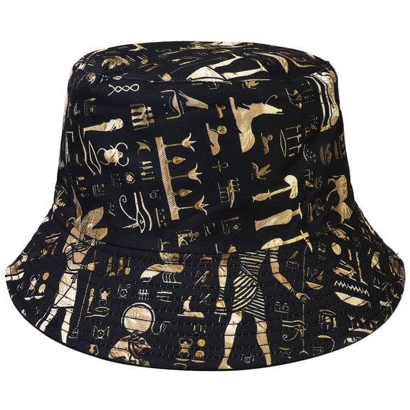 Reversible Bucket Hat For Men Women Summer Travel Beach Outdoor Fishing Hat 100% Cotton - J900-Black