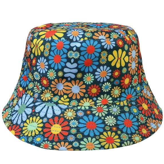 Reversible Bucket Hat For Men Women Summer Travel Beach Outdoor Fishing Hat 100% Cotton - J906-Blue