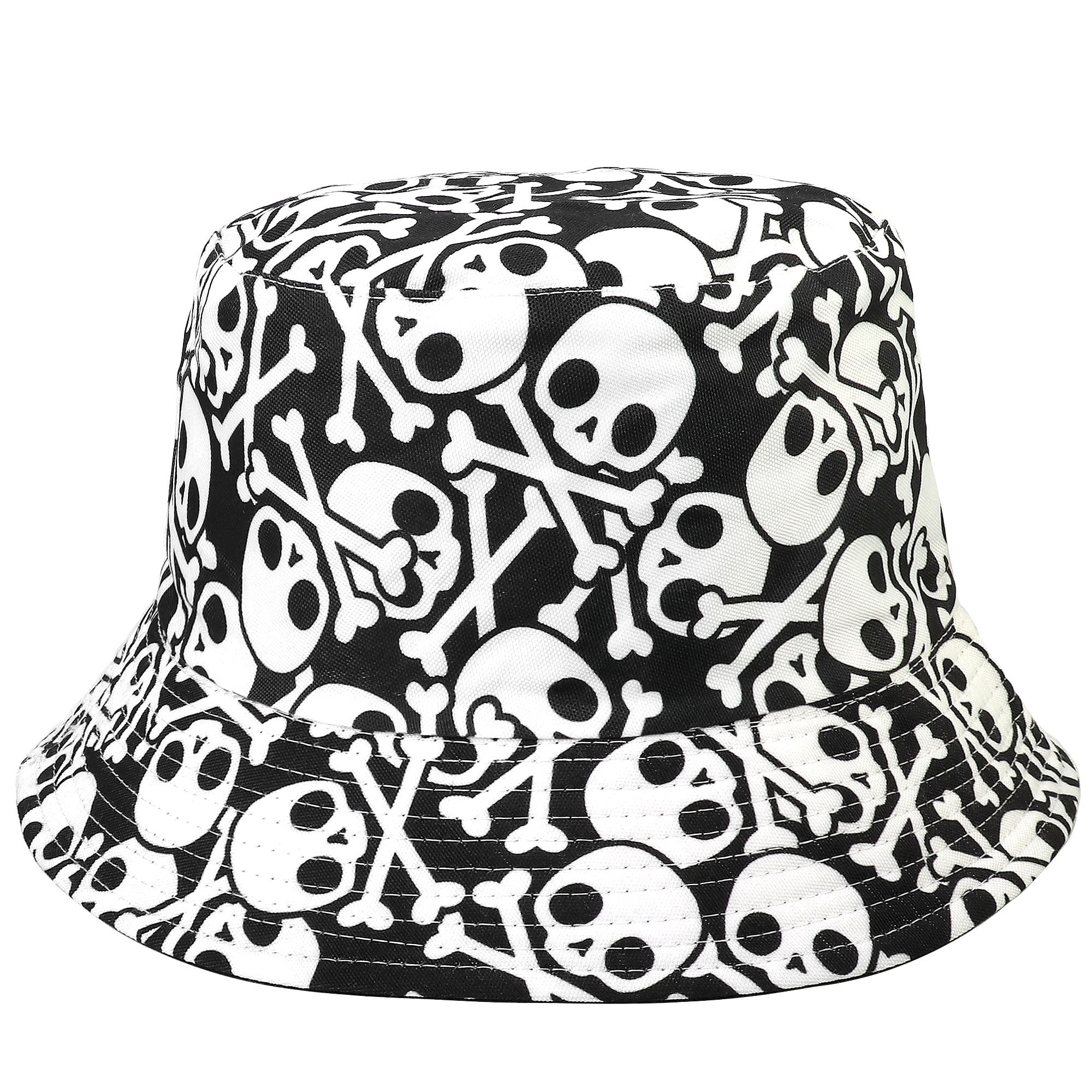 Reversible Bucket Hat For Men Women Summer Travel Beach Outdoor Fishing Hat  100% Cotton - J907-White