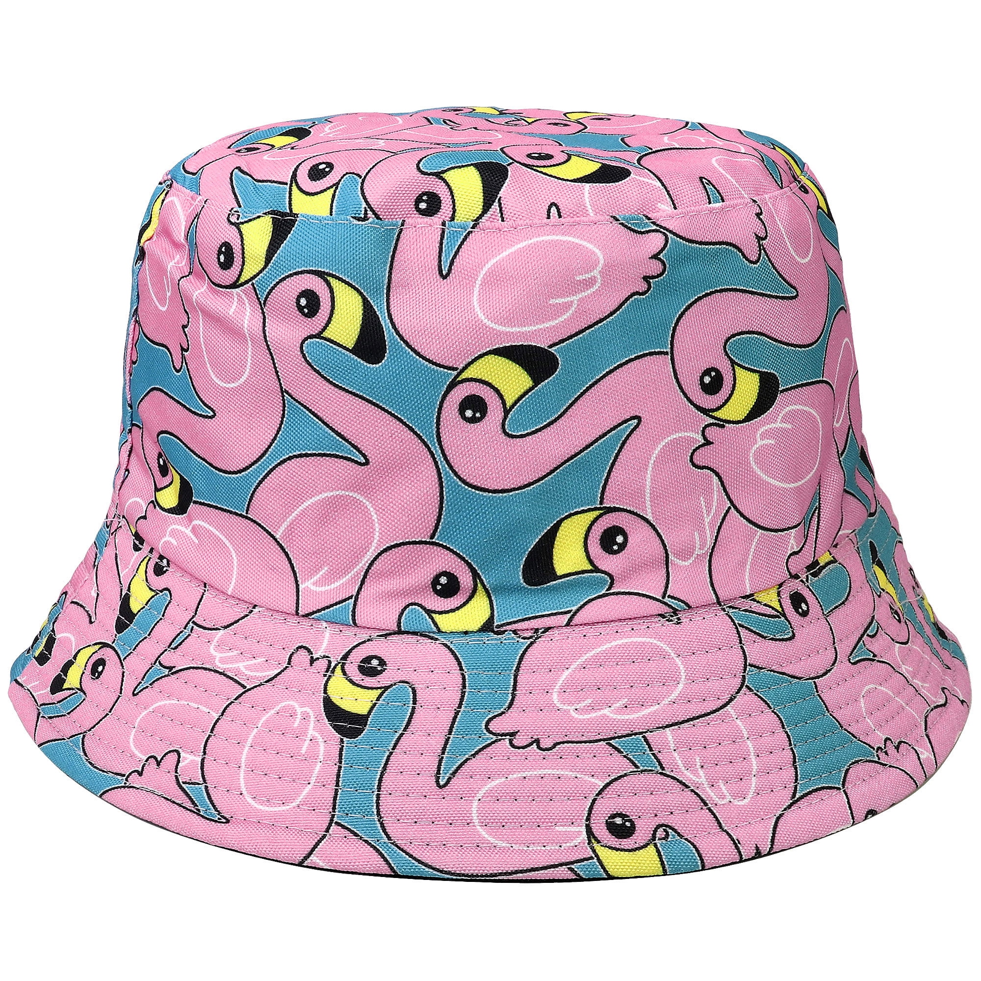 Reversible Bucket Hat For Men Women Summer Travel Beach Outdoor Fishing Hat  100% Cotton - J908-Pink
