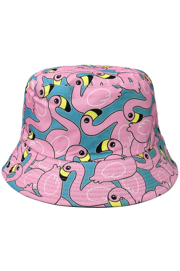 Reversible Bucket Hat For Men Women Summer Travel Beach Outdoor Fishing Hat 100% Cotton - J908-Pink