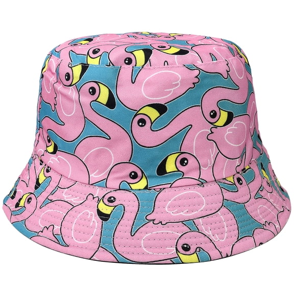 Reversible Bucket Hat For Men Women Summer Travel Beach Outdoor Fishing Hat 100% Cotton - J908-Pink