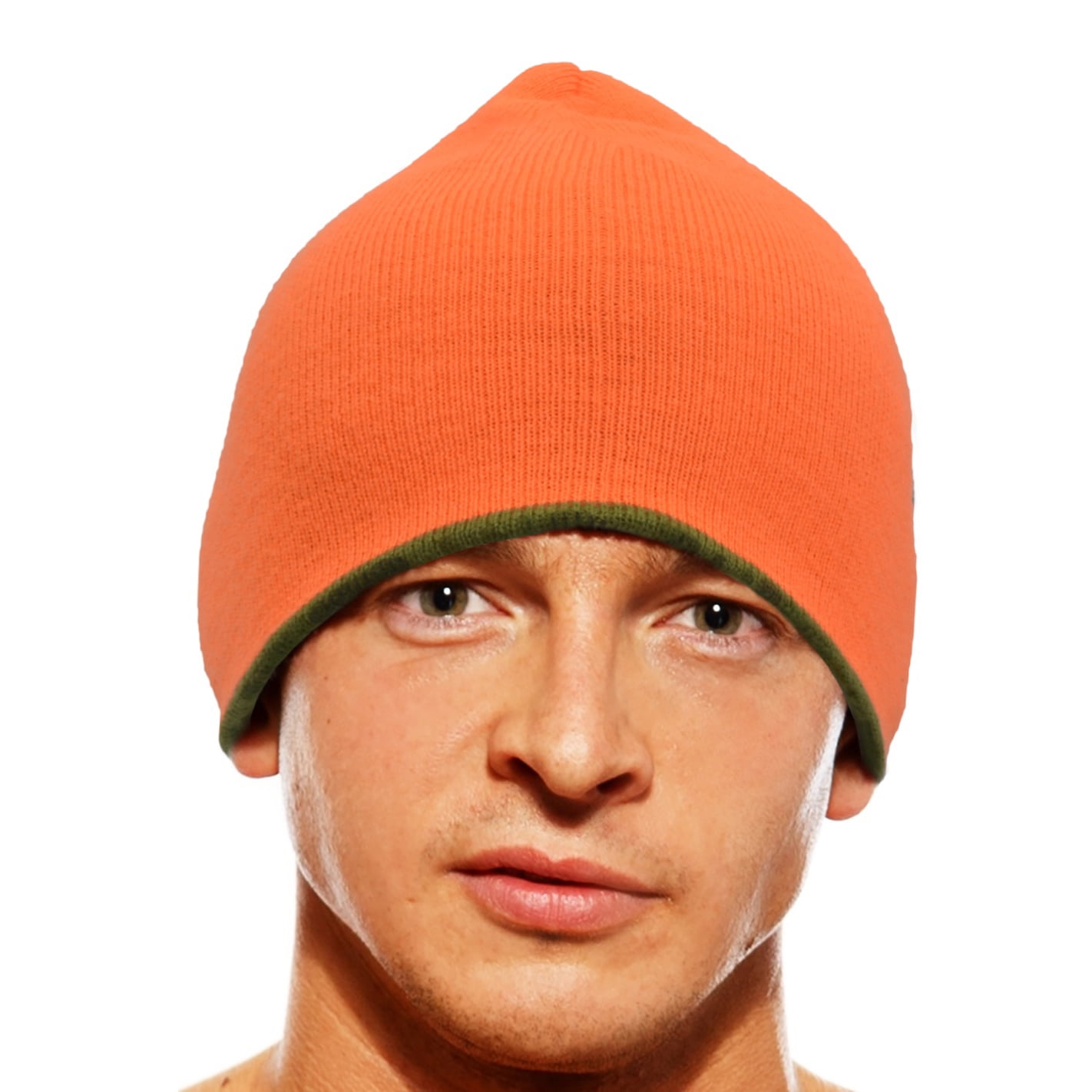 Reversible Camo Neon Orange Beanie