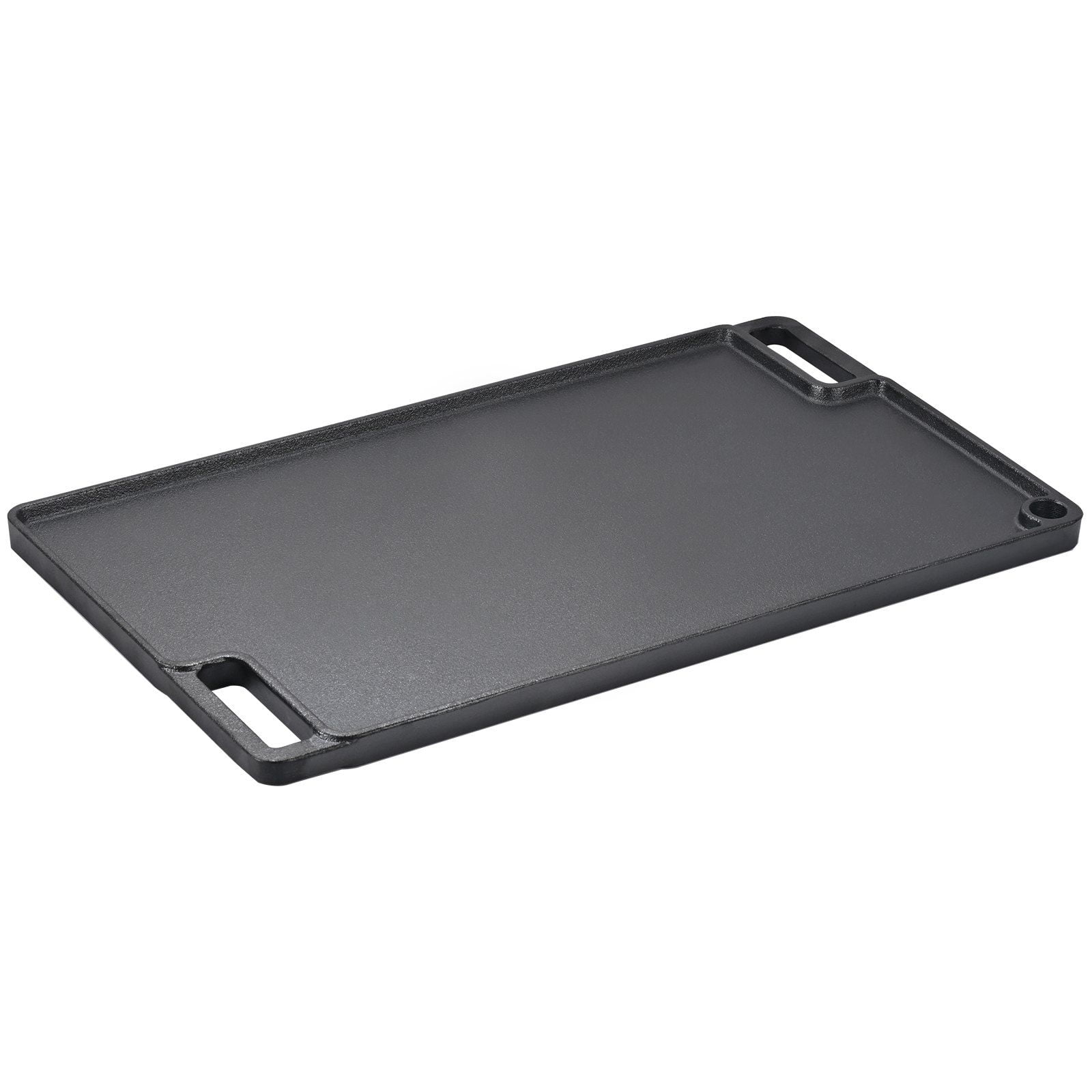 Reversible Cast Iron Griddle, 9.7"x16.7" Pre-Seasoned Double Burner Griddle Pan, Non-Stick Flat Top Grill for Stove, Gas Grill & BBQ, Family Size Cookware with Handles