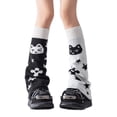 thumbnail image 1 of Reversible Cats Print Long Leg Warmers Harajuku Punk Knit Footless Flared Socks, 1 of 21