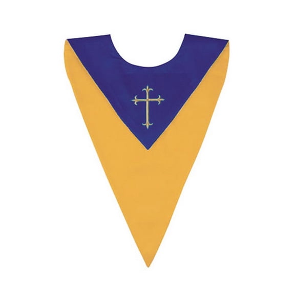 Reversible Choir Stole w/Cross-White/Gold
