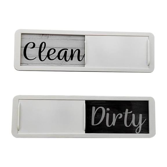 Reversible Clean/Dirty Dishwasher Magnet Sign, Professional White Frame Indicator with Easy-Slide Design for Kitchen