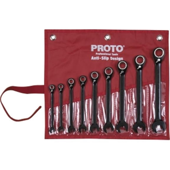 Proto JSCV-9S Black Spline Reversible Combination Ratcheting Wrench Set - 9pc
