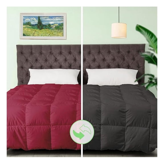 Reversible Comforter - Polyester and Rayon Derived from Bamboo Duvet Insert, All-Season, Down Filling - Machine Washable
