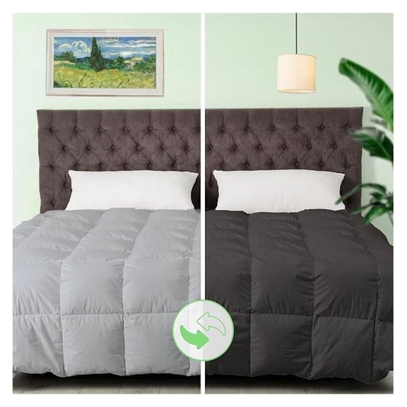 Reversible Comforter - Polyester and Rayon Derived from Bamboo Duvet Insert, All-Season, Down Filling - Machine Washable