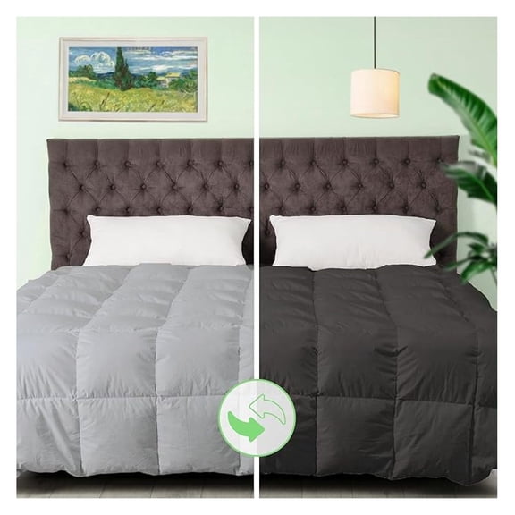 Reversible Comforter - Polyester and Rayon Derived from Bamboo Duvet Insert, All-Season, Down Filling - Machine Washable