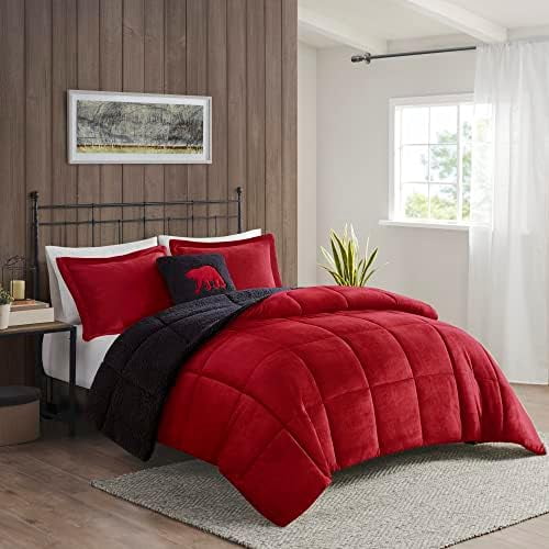 Twin Red/Black Reversible Down Alternative Microfiber Comforter Set