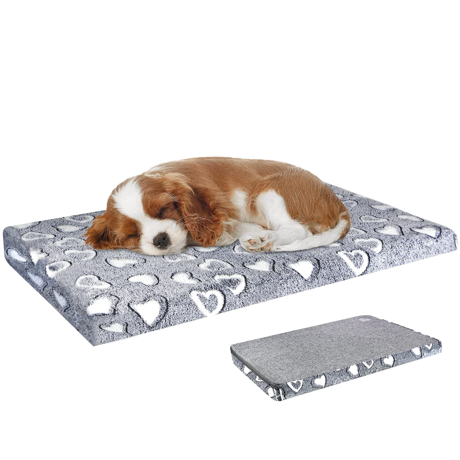 Reversible Cool And Warm Dog Bed Mat For Crates - Stylish Pad With Waterproof Inner Linings Removable Machine Washable Cover  Firm Support Small To Xx-large Dogs Grey