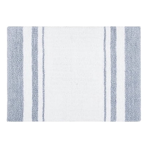 Reversible Cotton Bath Rug 20x30 Inches Casual Stripes Soft Absorbent Luxury Bathroom Mat OEKO-TEX Certified Machine Washable