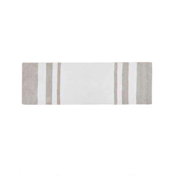 Reversible Cotton Bath Rug Runner, Taupe 72 x 24 Inch Casual Stripe Double Sided Bathroom Runner Rug, OEKO-TEX Certified Soft Absorbent 0.5 Inch Medium Pile Bath Mat