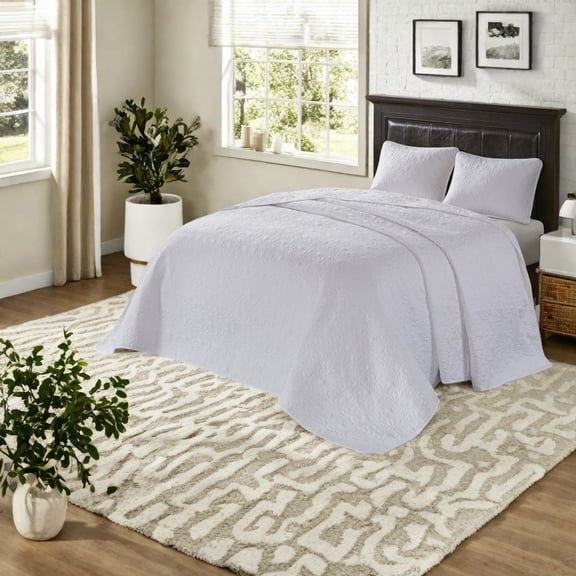 Reversible Cotton Bedding Set Twin Oversized Classic Quilted Design Easy Care