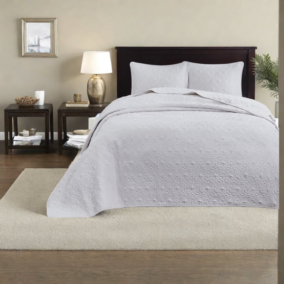 Reversible Cotton Bedding Sets Oversized White Quilted Design Comfortable Durable